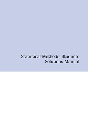 cover image of Statistical Methods, Students Solutions Manual (e-only)